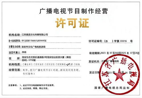 淮安城市網喜獲廣播電視節目制作經營許可證，開啟內容創作新篇章